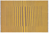 6x8 hand woven Turkish Flat Weave Kilim wool rug in yellow and gray - Eclectic Boho Turkish Conrad