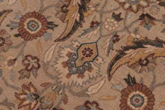 handmade Transitional Lahore Tan Lt. Green Hand Knotted RECTANGLE 100% WOOL area rug 10' x 14'