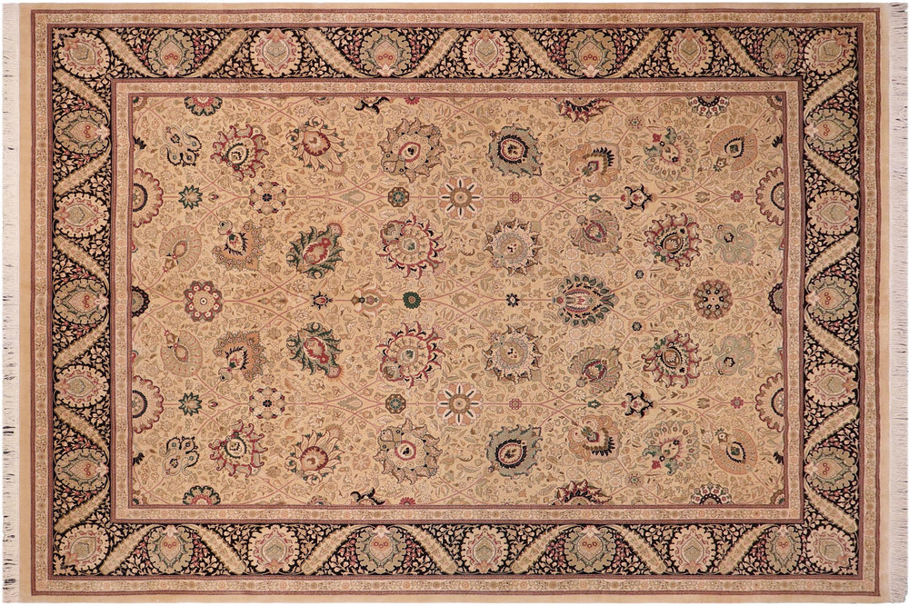 handmade Traditional New Mubashe Gold Black Hand Knotted RECTANGLE 100% WOOL area rug 10x14
