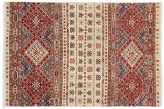 handmade Geometric Kurjean Beige Red Hand Knotted RECTANGLE 100% WOOL area rug 3x5