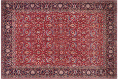 handmade Traditional Tabriz Red Blue Hand Knotted RECTANGLE 100% WOOL area rug 10 x 13