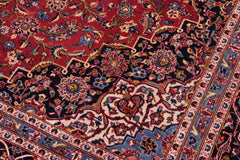 handmade Traditional Kashan Red Blue Hand Knotted RECTANGLE 100% WOOL area rug 8 x 12