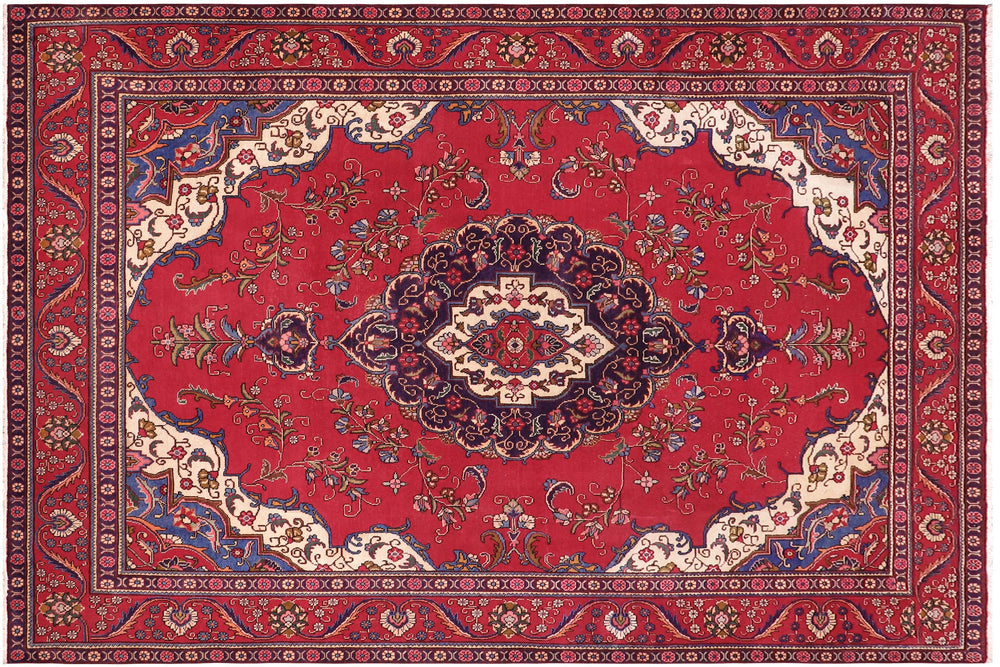 handmade Vintage Tabriz Red Purple Hand Knotted RECTANGLE 100% WOOL area rug 9' x 13'