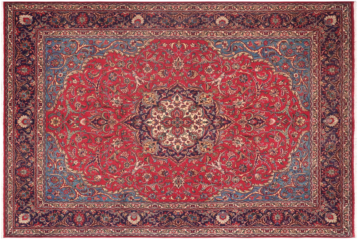 handmade Traditional Kashan Red Purple Hand Knotted RECTANGLE 100% WOOL area rug 10 x 13