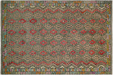8x12 hand woven Turkish Kilim wool rug in green and red - Chic Porter Turkish