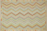 handmade Modern Kilim Blue Beige Hand-Woven RECTANGLE 100% WOOL area rug 9x11