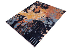 handmade Modern Modern Blue Orange Hand Knotted RECTANGLE WOOL&SILK area rug 8' x 10'