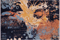 handmade Modern Modern Blue Orange Hand Knotted RECTANGLE WOOL&SILK area rug 8' x 10'