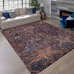 handmade Modern Modern Blue Orange Hand Knotted RECTANGLE WOOL&SILK area rug 9' x 12'