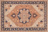 10x14 hand knotted Ziegler wool rug in orange and blue - Bohemian Ziegler Lottie