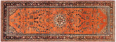 4x10 hand knotted Persian Tabriz wool runner rug in orange and brown - Persian Tabriz Berry