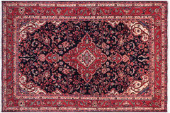 handmade Traditional Kashan Blue Red Hand Knotted RECTANGLE 100% WOOL area rug 4 x 6