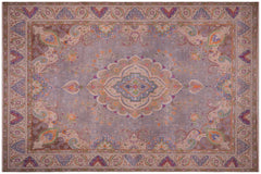 handmade Vintage Tabriz Gray Tan Hand Knotted RECTANGLE 100% WOOL area rug 10' x 12'