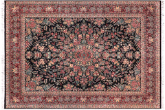 handmade Traditional Abusson Black Red Hand Knotted RECTANGLE 100% WOOL area rug 9x12