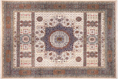 handmade Geometric Mamluk Beige Gray Hand Knotted RECTANGLE 100% WOOL area rug 12 x 16