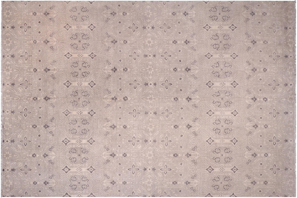handmade Modern Kafkaz Blue Tan Hand Knotted RECTANGLE 100% WOOL area rug 12' x 15'
