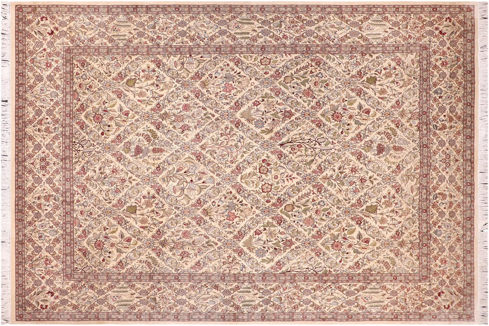 handmade Transitional Nadeem Ivory Ivory Hand Knotted RECTANGLE 100% WOOL area rug 9x12