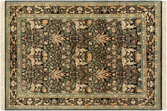 handmade Transitional Snakehead Black Green Hand Knotted RECTANGLE 100% WOOL area rug 4x6