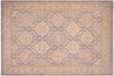10x14 hand knotted transitional wool rug in blue and tan - Classic Baxter