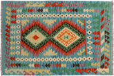 3x5 hand woven Turkish Kilim wool rug in rust and blue - Chic Turkish Evie