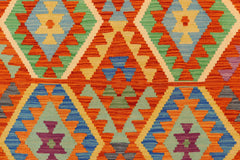 handmade Geometric Kilim Rust Beige Hand-Woven RECTANGLE 100% WOOL area rug 5x6