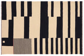 5x8 hand woven Turkish Flat Weave Kilim wool rug in beige and black - Eclectic Boho Turkish Jase
