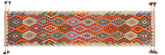 3x10 hand woven Turkish Kilim wool runner rug in rust and beige - Ethnic Max Turkish