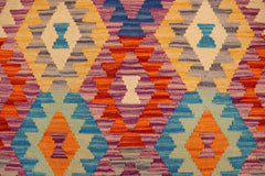 handmade Geometric Kilim Purple Rust Hand-Woven RECTANGLE 100% WOOL area rug 4 x 5