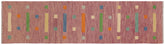 3x10 hand woven Turkish Modern Kilim wool runner rug in purple and blue - Turkish Eclectic Kian