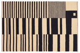 6x8 hand woven Turkish Flat Weave Kilim wool rug in beige and black - Chic Turkish Erin