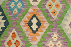 handmade Geometric Kilim Blue Orange Hand-Woven RECTANGLE 100% WOOL area rug 4 x 6
