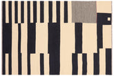 4x8 hand woven Turkish Flat Weave Kilim wool rug in beige and black - Eclectic Boho Turkish Chelsea