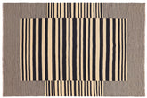 6x8 hand woven Turkish Flat Weave Kilim wool rug in beige and black - Modern Turkish Tristen