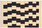 5x8 hand woven Turkish Flat Weave Kilim wool rug in beige and black - Chic Turkish Emmy