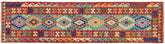 3x10 hand woven Turkish Kilim wool runner rug in blue and rust - Southwestern Turkish Lucian