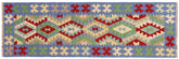 3x6 hand woven Turkish Kilim wool runner rug in blue and red - Southwestern Turkish Lesly