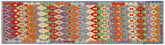 3x10 hand woven Turkish Modern Kilim wool runner rug in blue and rust - Turkish Eclectic Walker