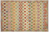 8x11 hand woven Turkish Kilim wool rug in blue and gray - Rustic Natalee Turkish