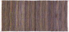 handmade Modern Kilim Blue Beige Hand-Woven RUNNER 100% WOOL area rug 3' x 7'