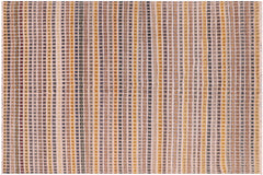 handmade Geometric Berjusta Gray Blue Hand Knotted RECTANGLE 100% WOOL area rug 8' x 11'