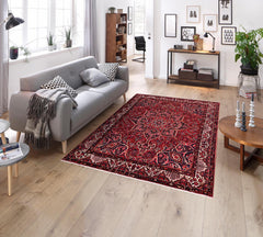 handmade Traditional Heriz Burgundy Beige Hand Knotted RECTANGLE 100% WOOL area rug 10 x 12
