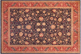 9x12 hand knotted Vegetable Dyed wool rug in blue and red - Kashan Roy