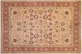 9x12 hand knotted Vegetable Dyed wool rug in beige and red - Tabriz Goldie
