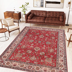 handmade Transitional Tabriz Red Beige Hand Knotted RECTANGLE 100% WOOL area rug 8' x 11'