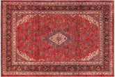 handmade Vintage Kashan Red Brown Hand Knotted RECTANGLE 100% WOOL area rug 9' x 12'