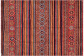 9x12 hand knotted Khurjeen wool rug in red and blue - Bohemian Khurgeen Damon