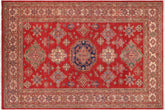 handmade Geometric Super Kazak Red Beige Hand Knotted RECTANGLE 100% WOOL area rug 9' x 12'