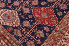 handmade Geometric Super Kazak Blue Beige Hand Knotted RECTANGLE 100% WOOL area rug 8' x 10'
