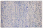 handmade Modern Modern Ivory Blue Hand Knotted RECTANGLE BAMBOO SILK area rug 5' x 8'
