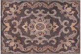 8x10 hand knotted Ziegler wool rug in gray and blue - Boho Chic Ziegler Ashlyn